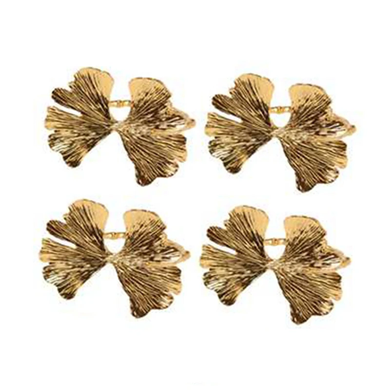 

4Pcs/Lot Vintage Ginkgo Leaf Napkin Buckle Leaf Napkin Ring Forest Series Wedding Napkin Ring