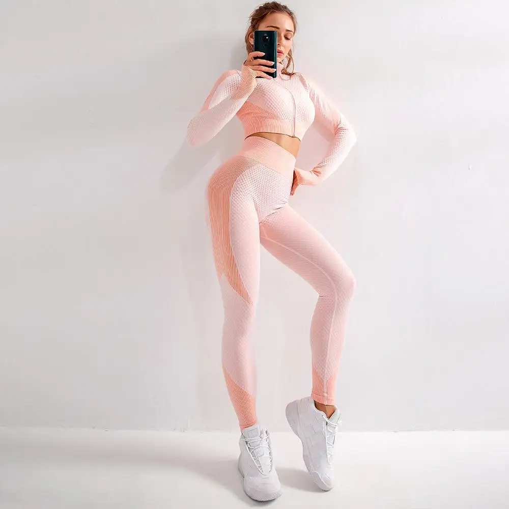 

Seamless Yoga Set Fitness Clothing Sportswear High Waist Women Gym Leggings Tights Padded Push-up Sports Bra Tops Sports Suits
