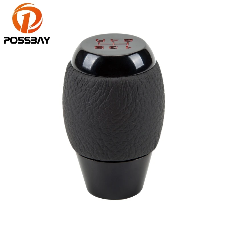 POSSBAY 5 Speed Level Leather Shift Knob Universal For TOYOTA VW Manual Gear Headball for Bmw Peugeot Honda Subaru Citroen | Автомобили и