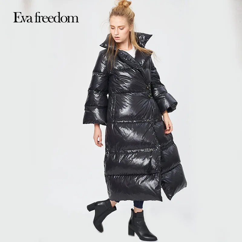 Женский теплый пуховик на 90% белом утином пуху с рукавом колонкой|Женские