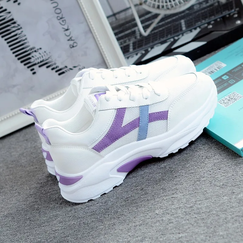 

2021 ms fashion casual shoes comfortable breathable white flats thick bottom shoes sneakers. Lady HM042