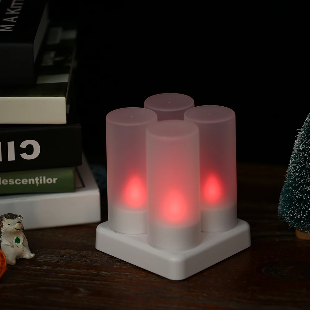 12 шт. светодиодный свечи USB Перезаряжаемый светильник мерцающие короткие без