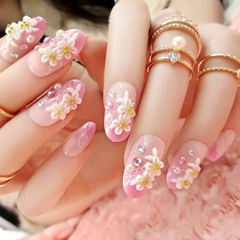 

2021 Finger False Nail Tips Manicure Finished A Piece Of Carved Bride Patch 24 C11 Fake Nails FRE-Drop