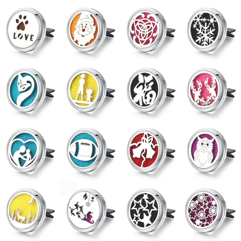 Автомобильный ароматизатор на Рождество из нержавеющей стали с диффузором воздуха, подвеска с медальоном для эфирных масел.