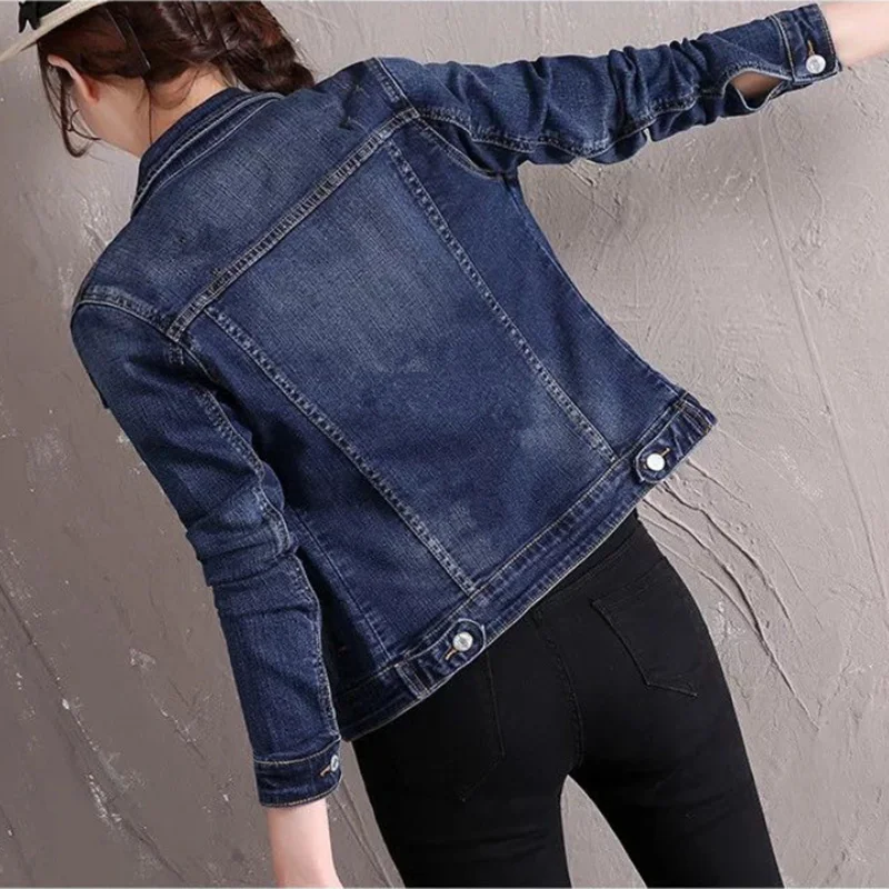 

2021 New Jean Jacket Women's Autumn Winter Style Outer Denim Coat Female Plus Size 5XL Student Jeans Outwear Denim Jacket