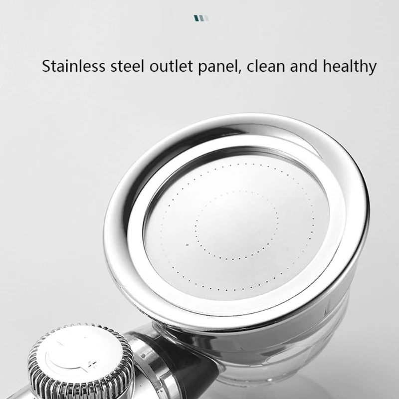

Bathroom Turbocharged Shower Head High Pressure Handheld Shower Household with On/Off Knob Universal 4-Point Port