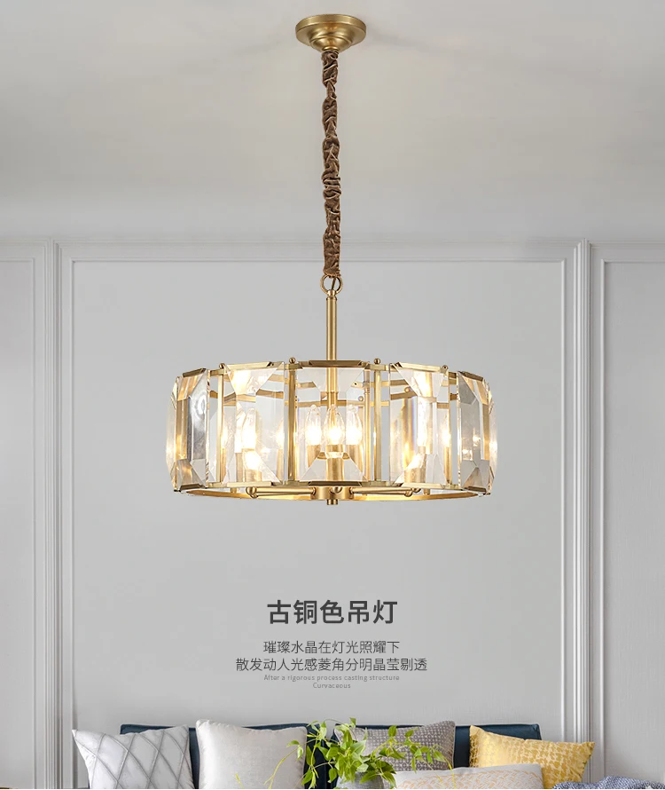 

Роскошная люстра, лампа для гостиной, Высококачественная медная лампа для столовой, постмодернистская креативная Скандинавская хрустальн...