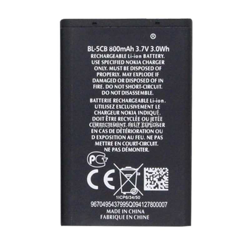 

1pc BL-5CB 800mAh For nokia 1616 1800 Battery BL 5CB mobile phone High Quality SanErqi