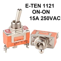 2pcs e ten1121 3 pin spdt 3 terminal on on 15a 250v toggle switch e ten 1121 the power switch micro switch orange