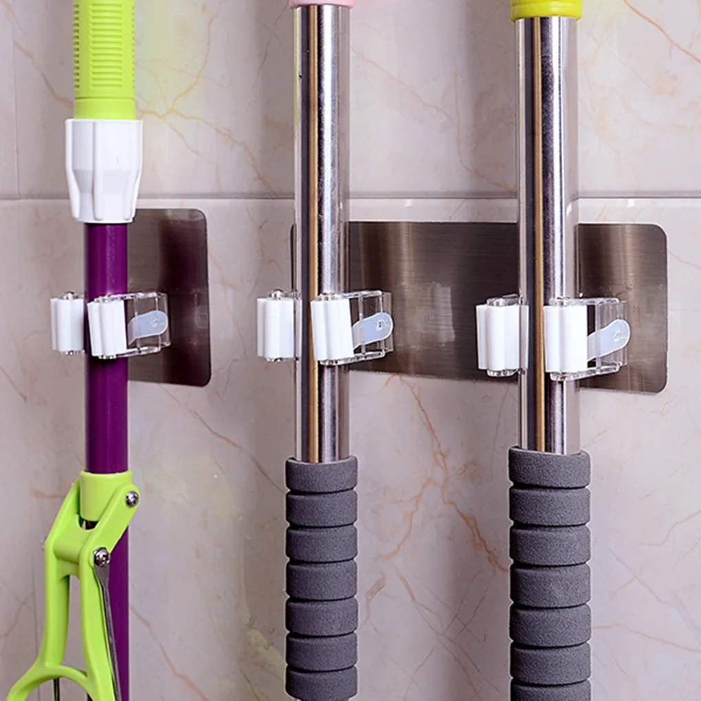 Wall Mounted Mop Holder Brush Broom Hanger Storage Rack Bathroom Organizer Hanging Pipe Hooks mop holder Cleaning Tool Rack