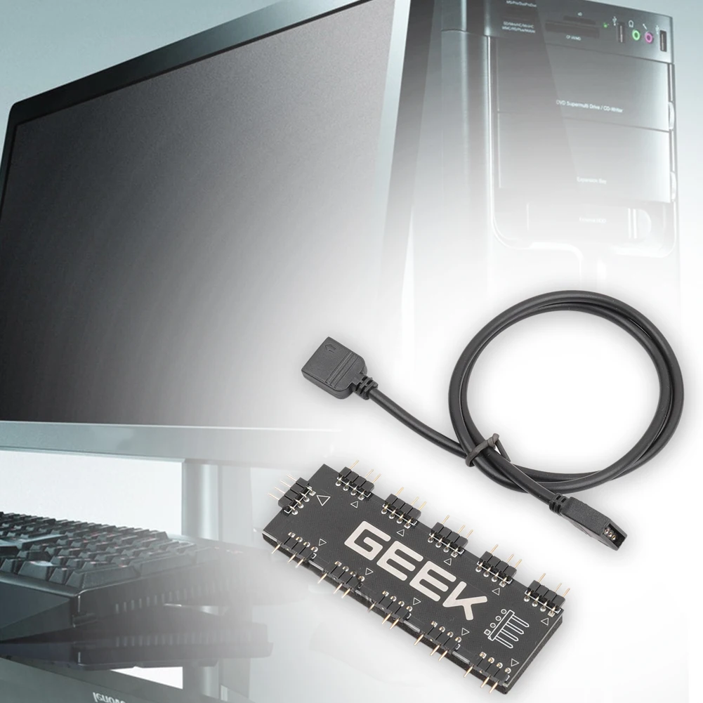 Разветвитель вентилятора Удлинительный кабель аксессуары адаптер черный 5 В 12