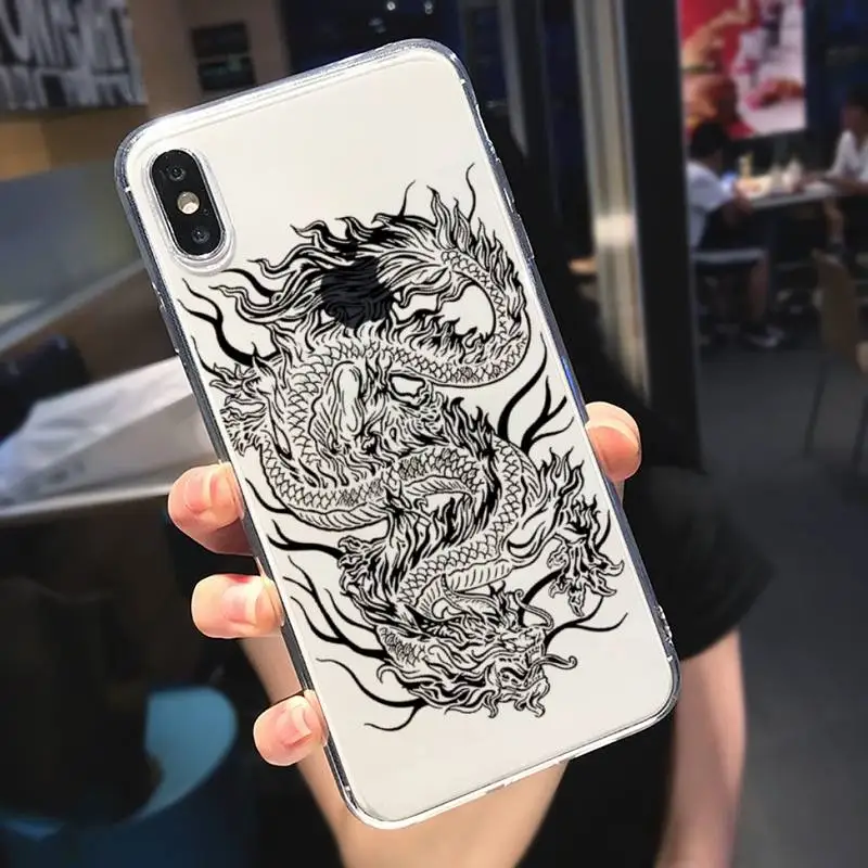 

dragon animal original art cartoon Phone Case Transparent soft For iphone 5 6 7 8 11 12 s c se plus mini x xs xr pro max cover