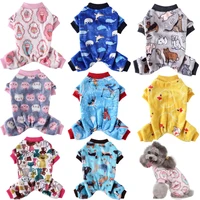 new dog clothes pajamas fleece jumpsuit winter dog clothing four legs warm pet clothing outfit small dog cartoon costume apparel