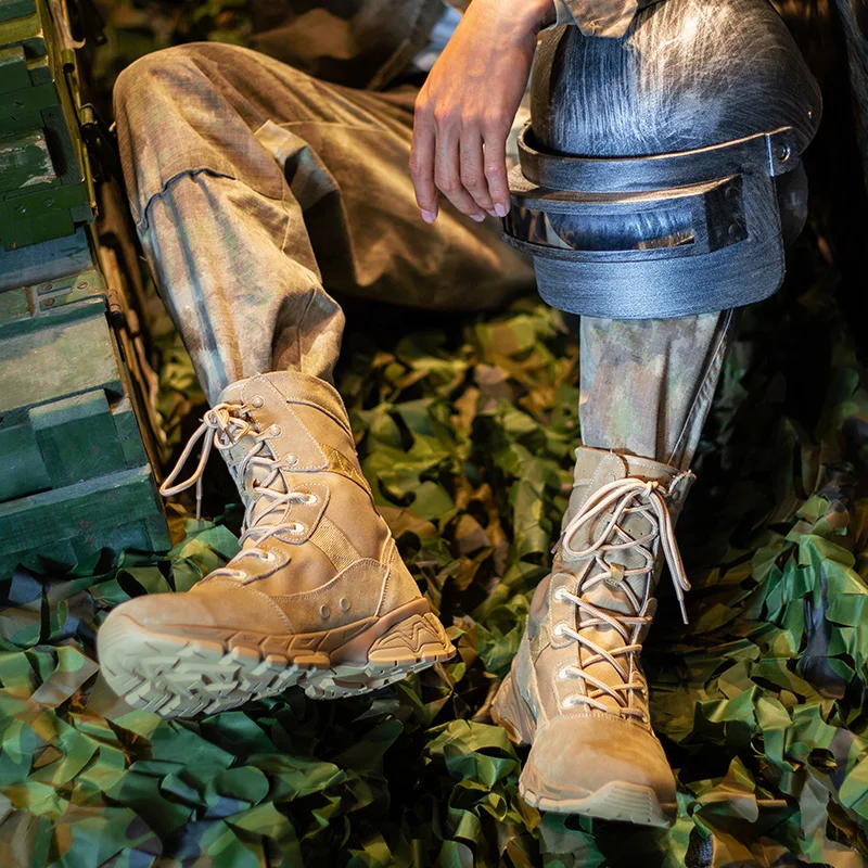 Ботинки мужские тактические из натуральной кожи военные рабочие ботинки до