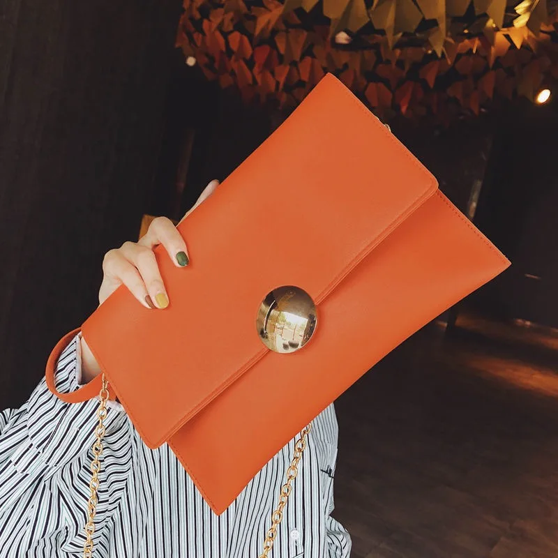 

Big Chain Tote Women Orange Shoulder Bag Fashion Large Capacity Messenger Bags for Women Solid Color Crossbody Bag Women's Bags