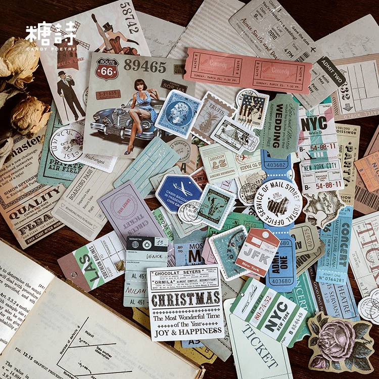 60 шт./упак. креативные винтажные записываемые бумажные наклейки Postmark украшения DIY