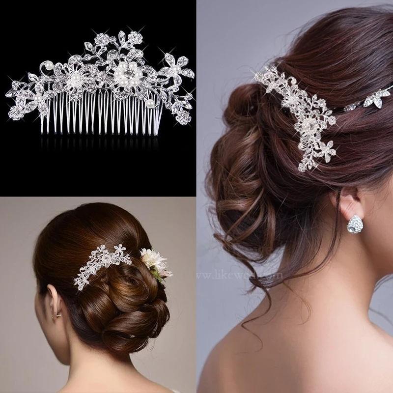 

Rhinestone Crystal Bridal Accessories Wedding Hair Comb Luxury Diamond Bride Headpieces Women Hairpins Golden Jewelry