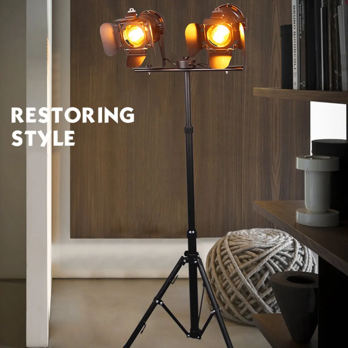 

E27 Iron Floor Lamp Vintage Bedroom Reading Tripod Spotlight Decor Retro Industrial Indoor Lighting Home Studio Fixture 85-265V