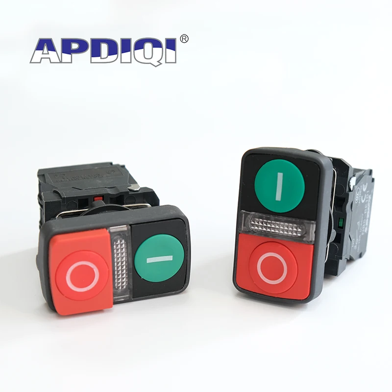 1 шт. XB5 с подсветкой плоская Кнопка высокого давления двумя кнопками мгновенный