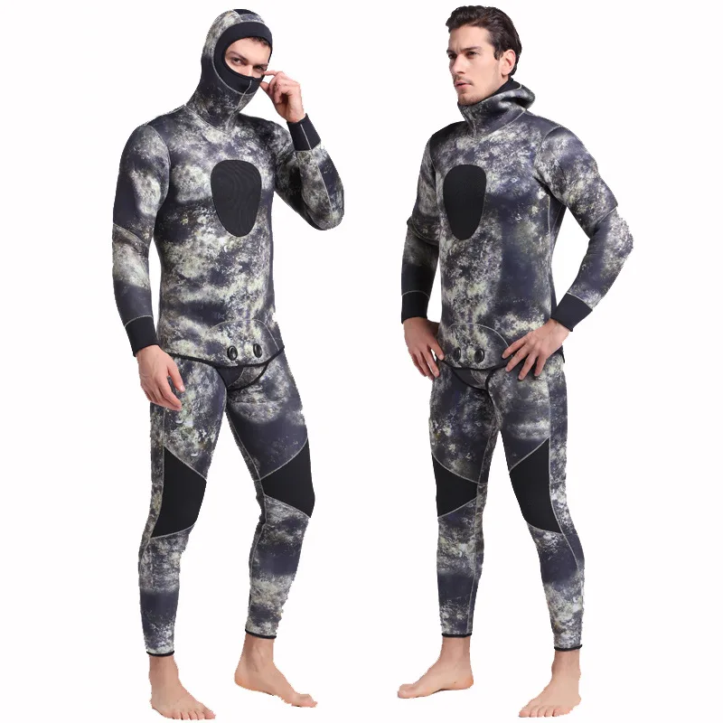 

Sbart Camo 3mm Neoprene Diving Wetsuits Full Body for Men Scuba Snorkeling Suit Spearfishing Warm Protective with Hood Surfing