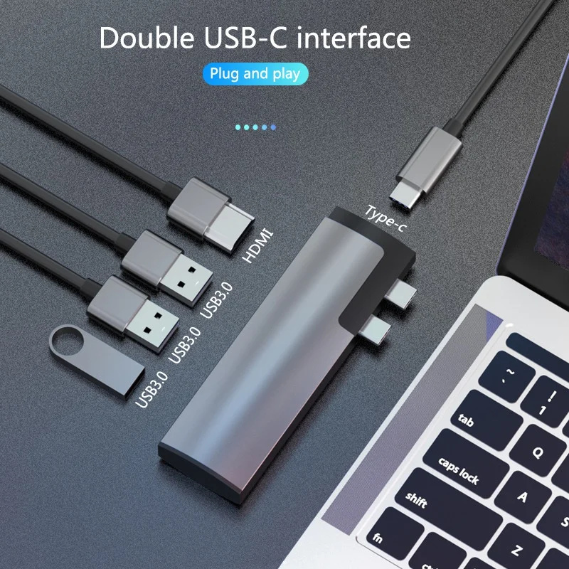 5 в 1 Usb C к адаптеру Hub Type адаптер с 3 0 портом 4K Hdmi для Pro 2018/2017/2016|Сетевые