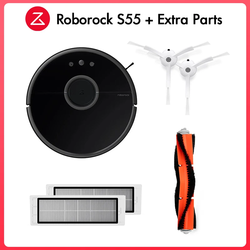 Black Add Extra Part Международный Roborock пылесос 2 S50 S55 для Xiaomi Mi приложение Home радикальные мокрой уборки Роботизированная пыли очиститель датание план - Цвет: Black Add Extra Part