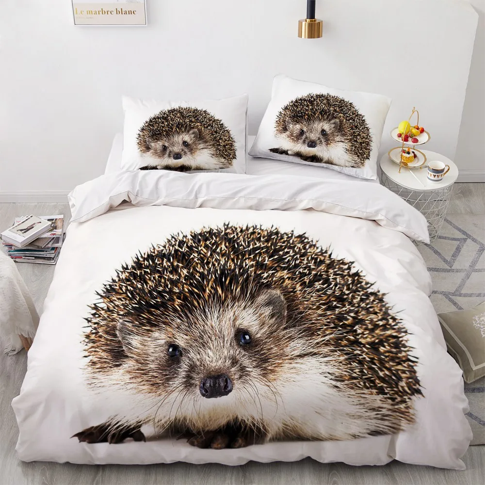

2/3 Pieces Lovely Hedgehog Bedding Set Microfiber Fabric Duvet Cover For Kids Adults Bed Quilt Cover Pillowcase(No Sheets)