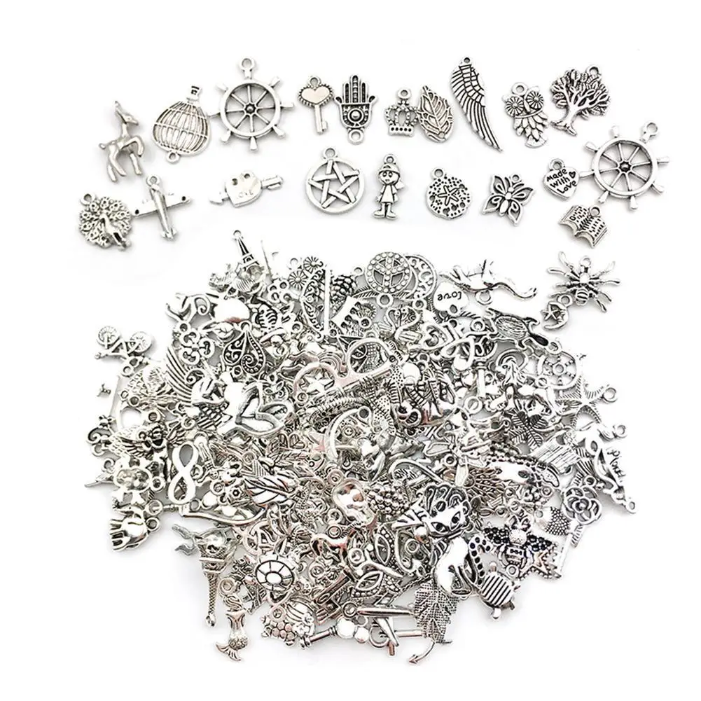 

DIY Silver Pendant Bulk Wholesale Mixed Tibetan Beads Findings Charm Pendant Pendants Jewelry Making Silver V6R2