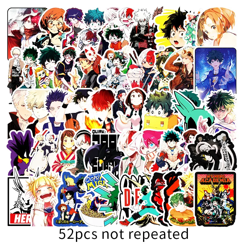 

52PCS Cartoon Anime My Hero Academia Graffiti Stickers Skateboard Suitcase Guitar Deco Sticker Graffiti Sticker Christmas Gift