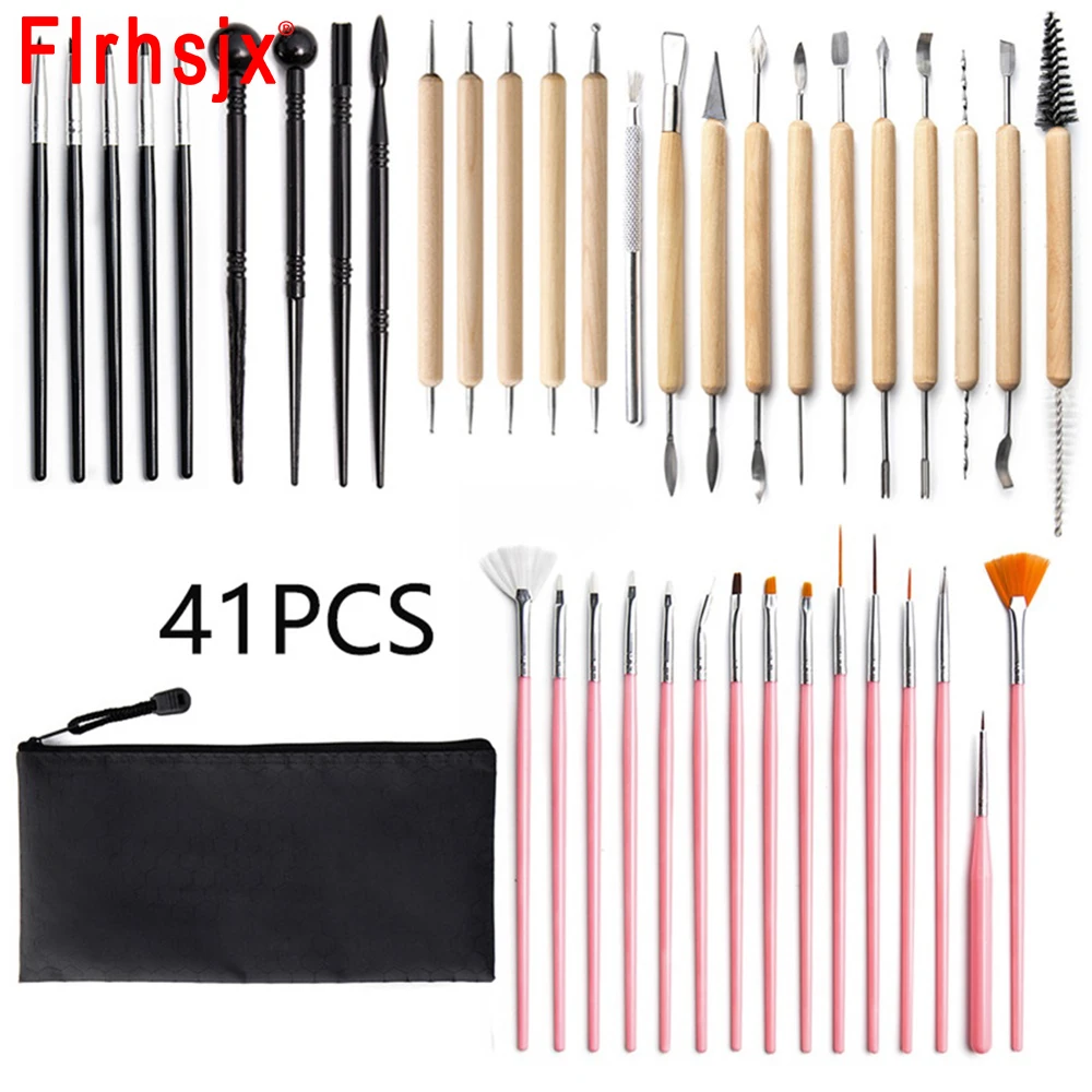 

41pcs Polymer Clay Tools Set Modeling Clay Sculpting Tools for Pottery Sculpture Dotting Tools Ball Styluses for Rock Painting
