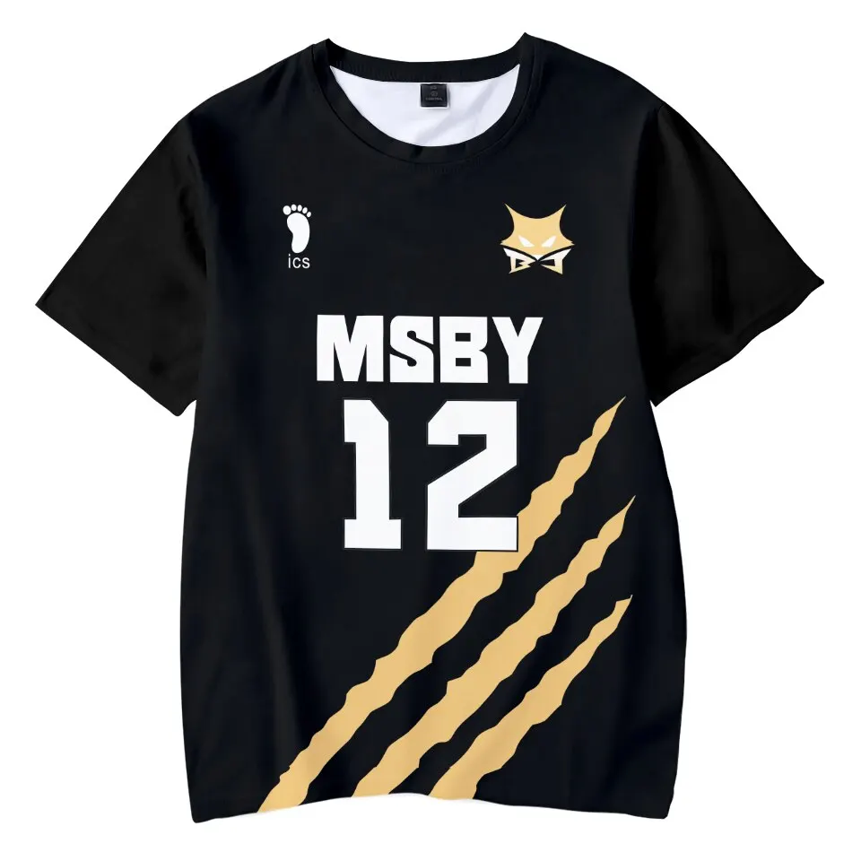 

Haikyuu Black Wlof 3D Summer T-shirt Cartoon Anime Tees Casual Short Sleeve Tops O-neck T Shirt Regular Broadcloth Streetwear