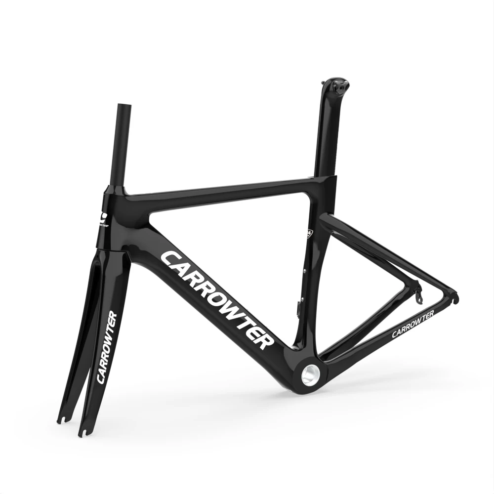 

CARROWTER Road Bike Carbon Frame with BSA T1000 UD Glossy White Logo Black 48 51 54 56cm Bicycle Frameset Ship XDB DPD UPS