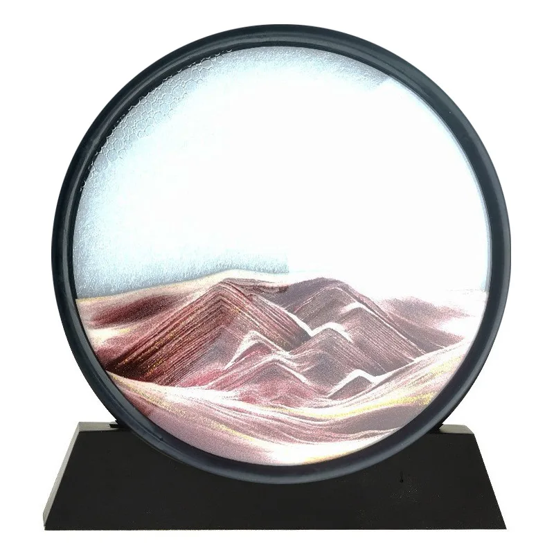 

7/12inch Moving Sand Art Picture Round Glass 3D Deep Sea Sandscape In Motion Display Flowing Sand Frame Sand Painting
