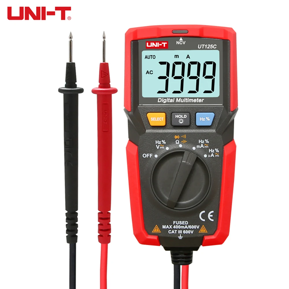 UNI T UT125C мини цифровой мультиметр автоматический диапазон ЖК дисплей Напряжение