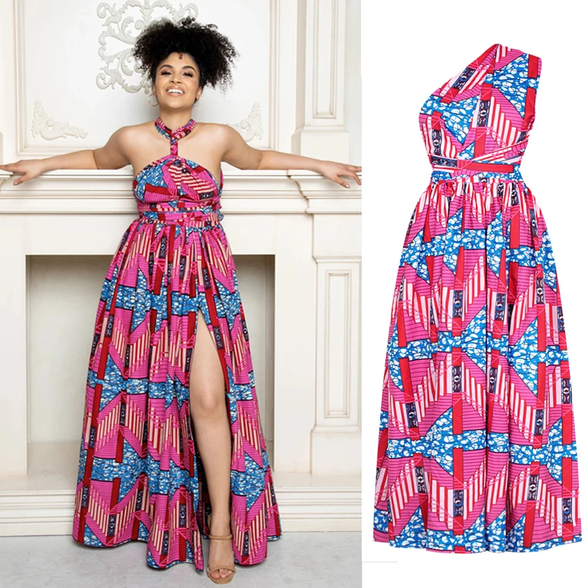 Сексуальное платье модная женская одежда африканские Сплит сделай сам шнуровка