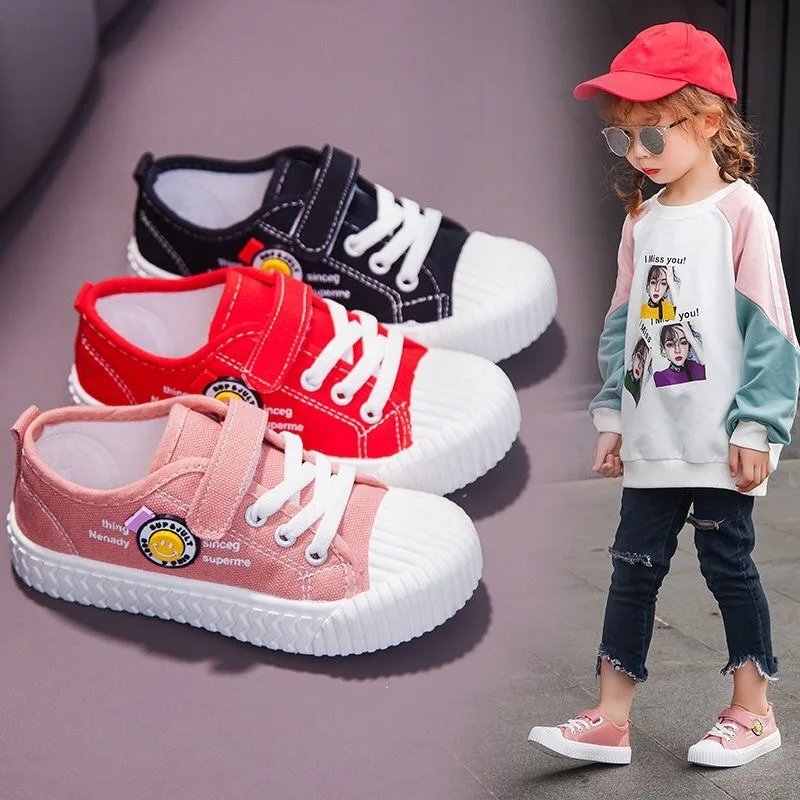 

2020 Children Canvas Shoes New Fashion Sport Breathable Boys Girls Leisure All-match Sports Shoes White Shoes Kids Running Shoes