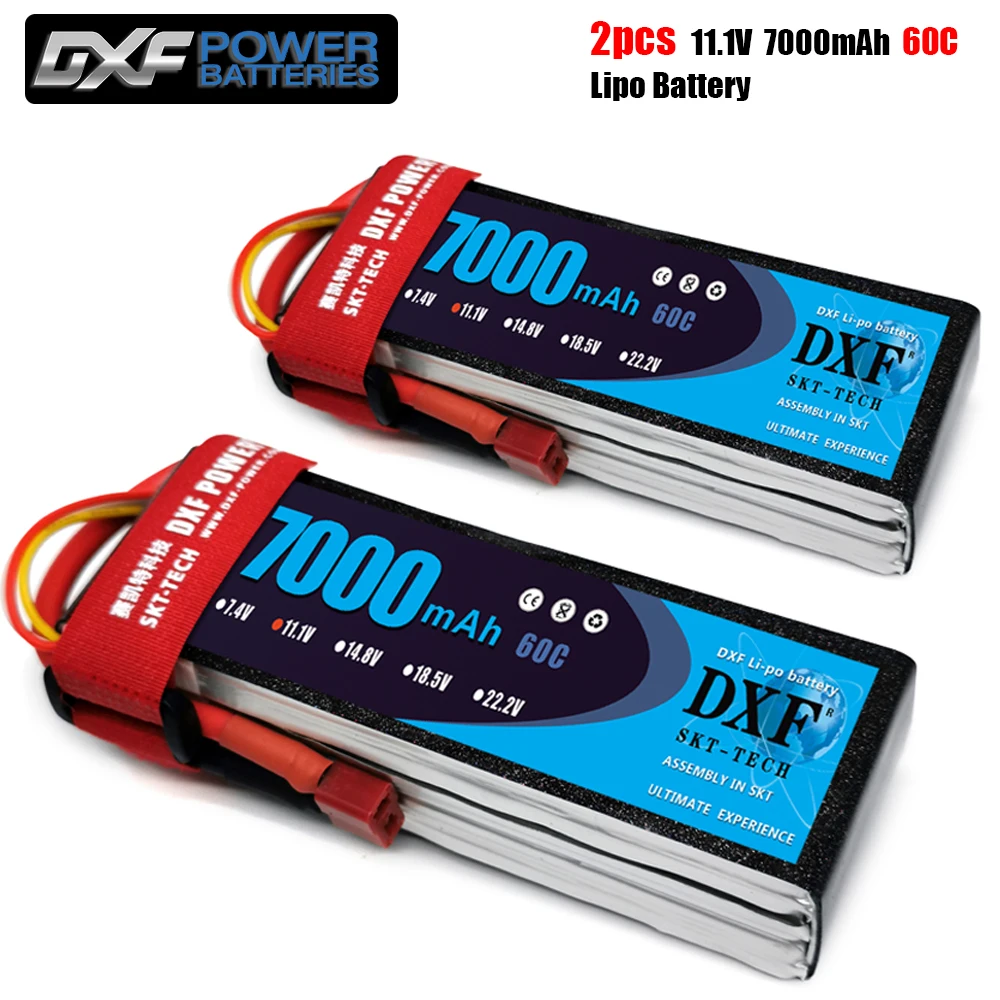 2 шт. DXF Lipo батарея 2S 3S 4S 6S 7 4 V 11 1 14 8 22 7000mAh 60C 120C для akku 1/8 rc автомобиль грузовик