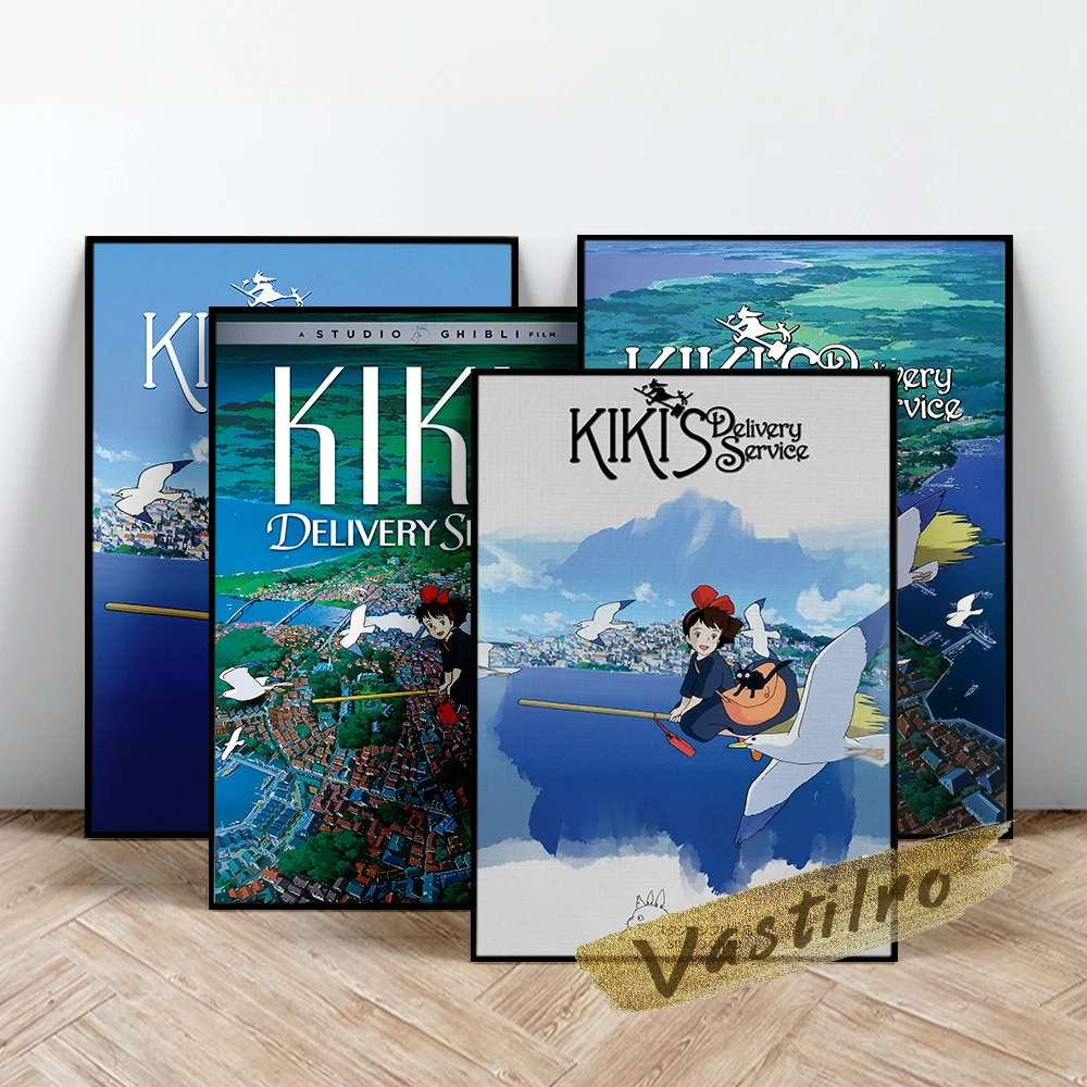 

Kiki'S Delivery Service Poster, Japanese Animation Art Prints, Miyazaki Hayao Movie Role Wall Picture, Red Bowknot Girl Wall Art