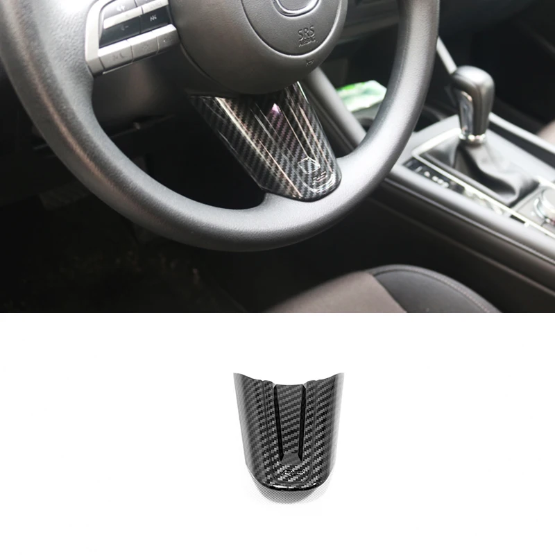 For Mazda 3 2019 2020 ABS Carbon fiber Car Steering wheel Button frame Cover Trim Sticker Car styling accessories 1pcs