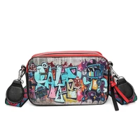 2021 new trendy graffiti broadband mini square bag fashion shoulder camera bag