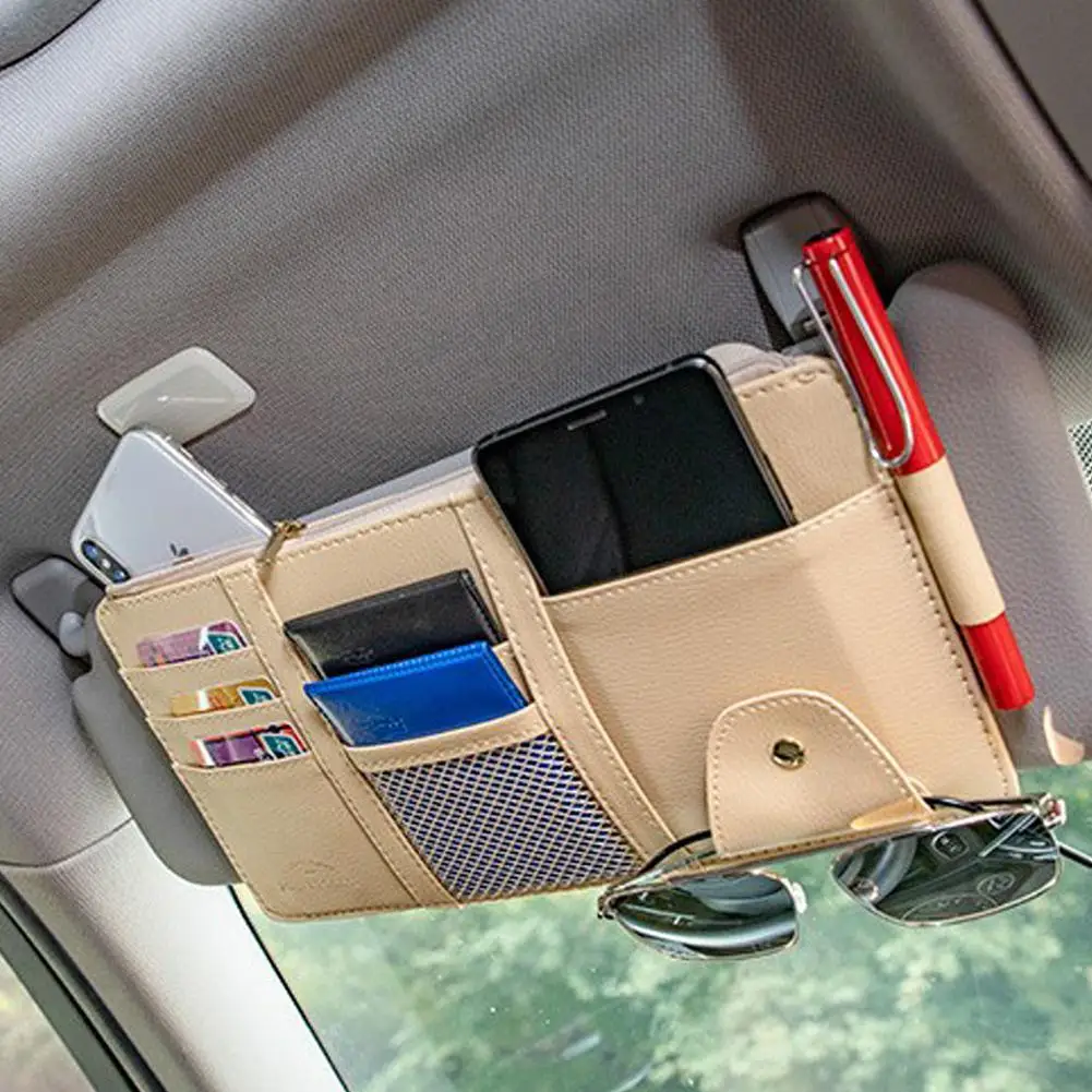 Автомобильный солнцезащитный козырек Органайзер из искусственной кожи Модная