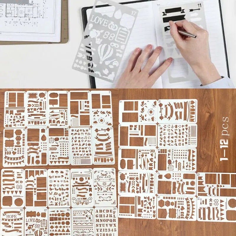 Набор трафаретов для дневника 12/20 шт. пластиковый планер шаблон рисования сделай