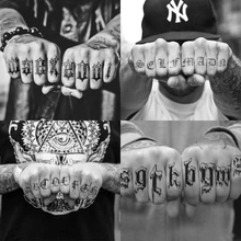 Pegatinas de tatuajes temporales para hombres, tatuajes falsos con letras elgelistas negras de 5 hojas, arte a mano, tatuajes negros de Butler