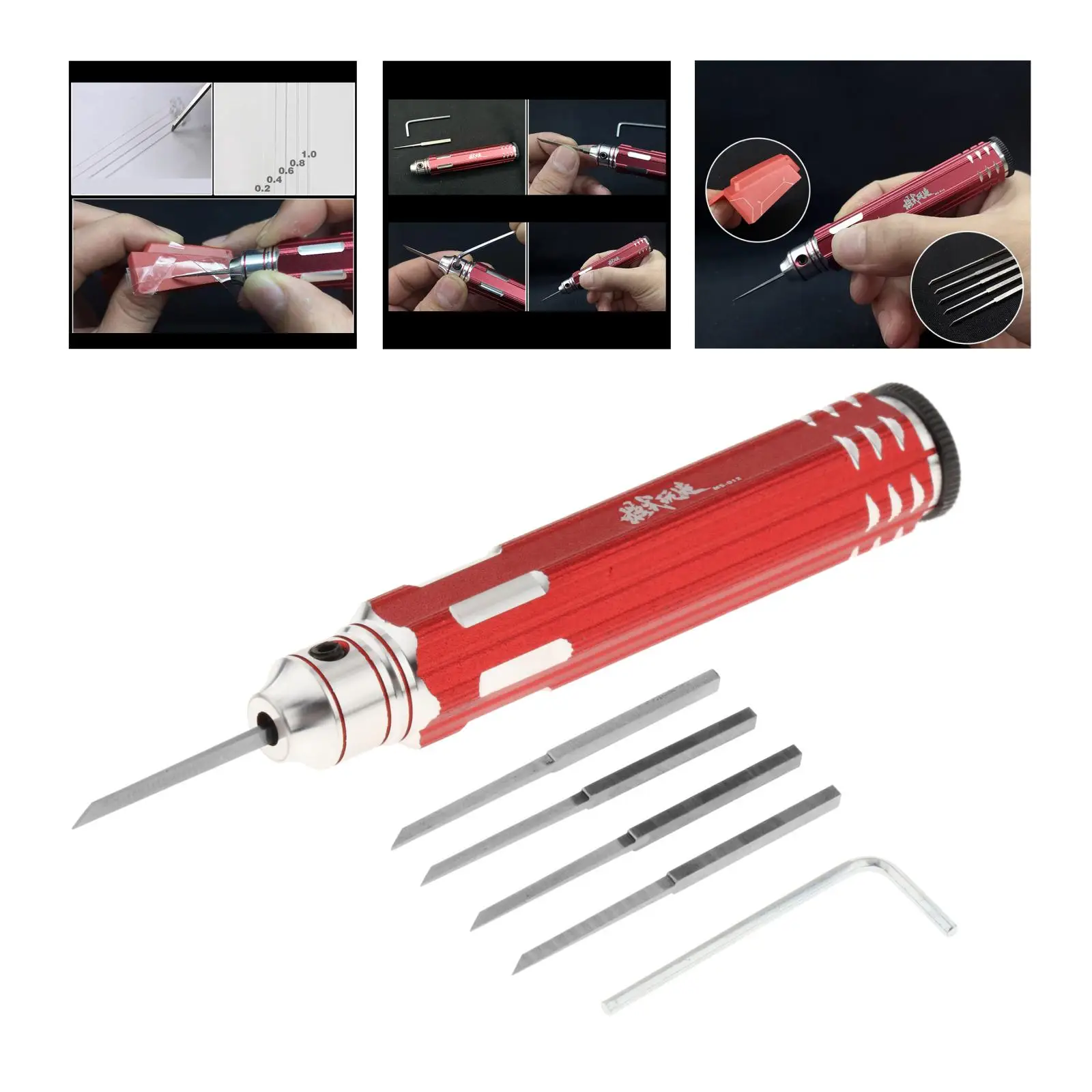 

Model Scriber w/ Blade Resin Carved Scribe line Hobby Cutting Tool with 5 Blades 0.2/0.4/0.6/0.8/1.0mm Tools for RC Car