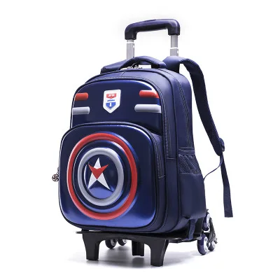 6 wheels Детский 3D рюкзак для мальчиков 5-10 лет, школьная сумка на колесиках, школьный рюкзак, чемодан на колесиках для детей - Цвет: 6 wheels