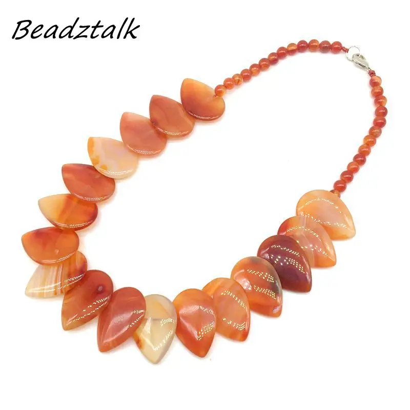 carnelian Ожерелья с подвесками модные каменные бусины колье Висячие бусины 18x25 мм лунный камень оникс, сердолик камень тигровый глаз вечерние подарки - Окраска металла: carnelian