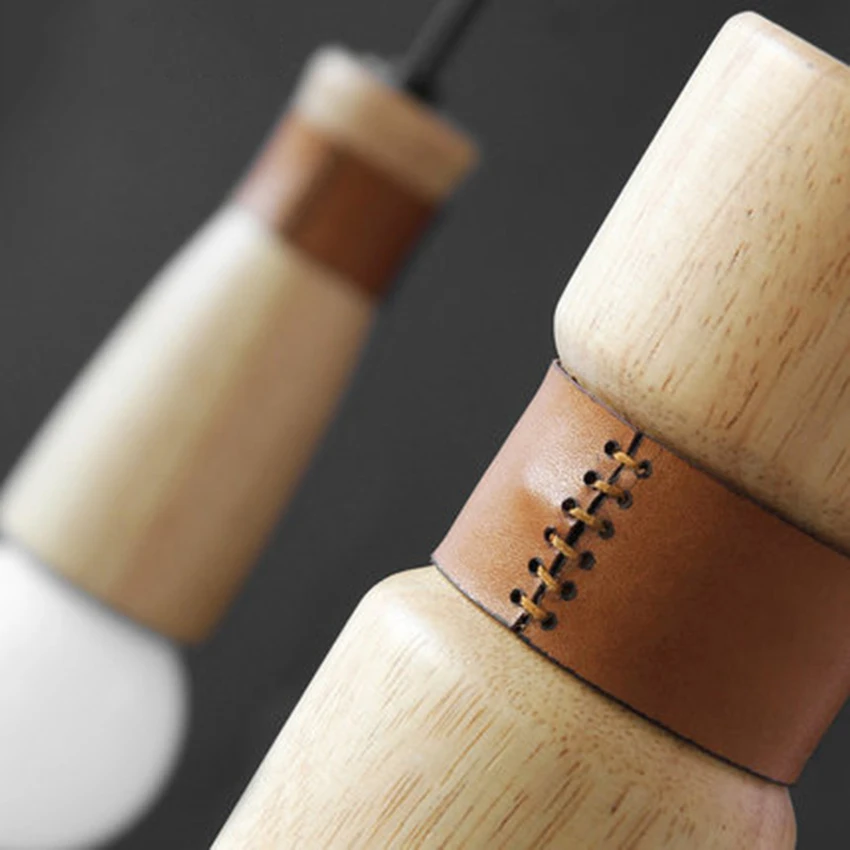 Современная светодиодный ная Подвесная лампа из твердой древесины s светильник в