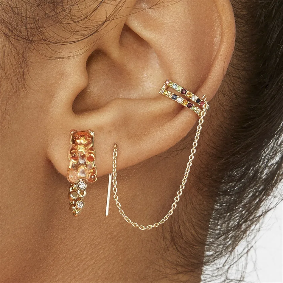 TTLIFE серьги гвоздики с длинной цепочкой женские модные стразы из сплава Стразы