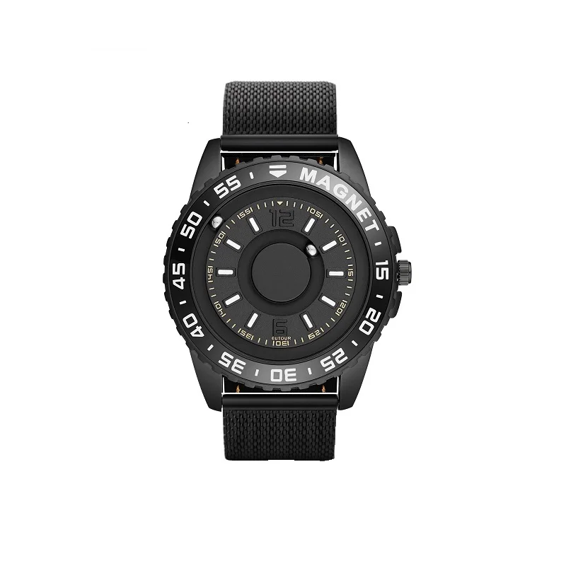 Black Black Steel Новые часы eutour мужские инновационные магнитный шарик шоу кварцевые мужские часы из натуральной кожи холщовый стальной ремешок часы Relogio Masculino - Цвет: Black Black Steel