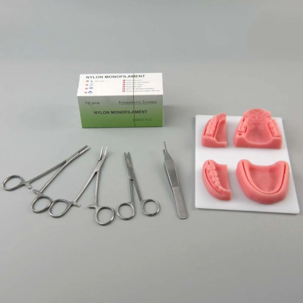 1 Set Набор для стоматологической практики, оральная модель, Swaged needle, набор инструментов для обучения с гелем селика для стоматологических студентов, обучение пероральному шову - Цвет: 1 Set